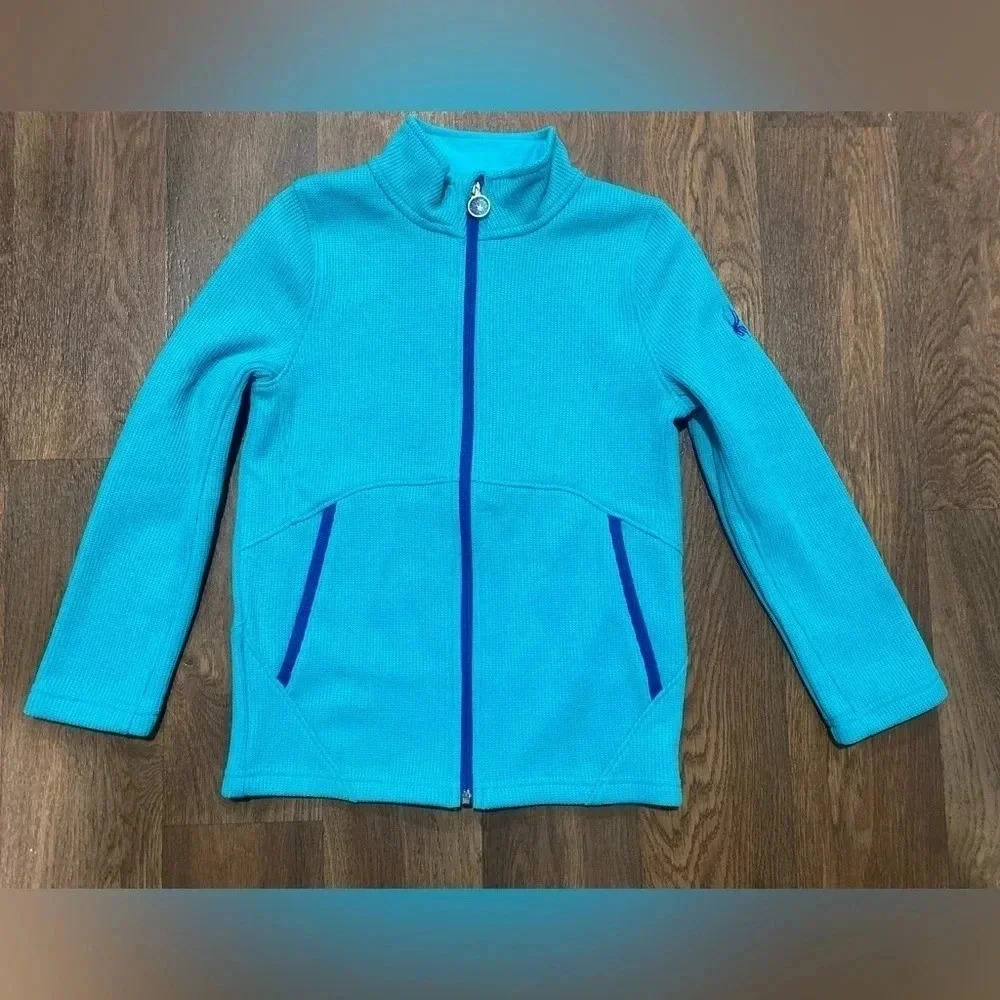Spyder zip front jacket. Teal/blue. Size medium 10/12